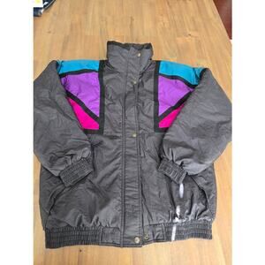 Vintage 80s/90s SKI brand women's nylon puffer color-block winter jacket